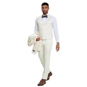 2026 Ivory and Gold 2pc Men's Suit by Tazzio